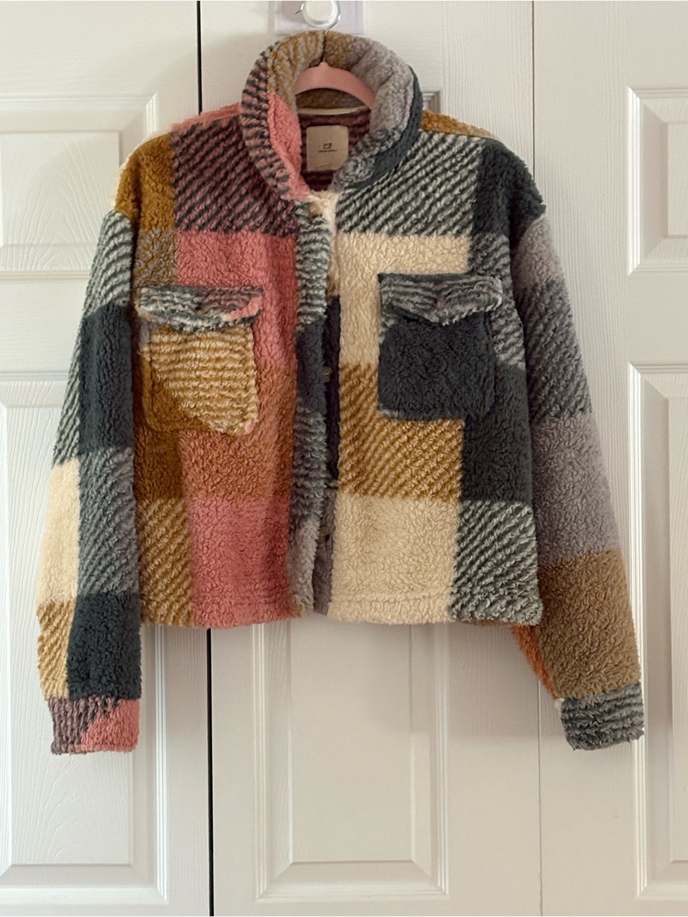 Thread & Supply Multi-Color Plaid Teddy Shacket